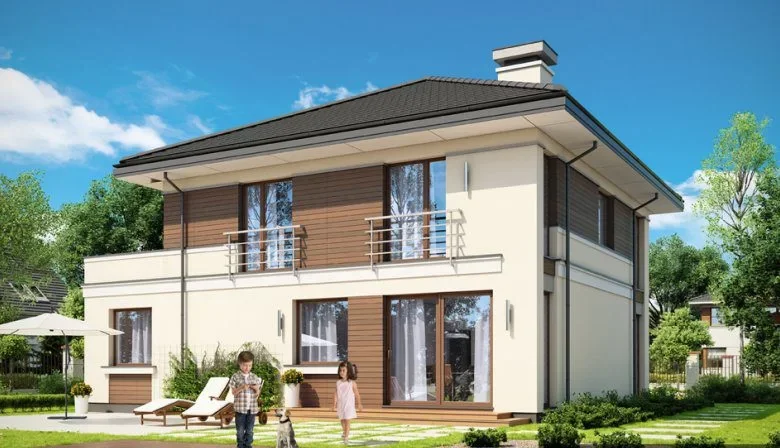 Mẫu 5 - Phía sau nhà 2 tầng kiểu mái Nhật