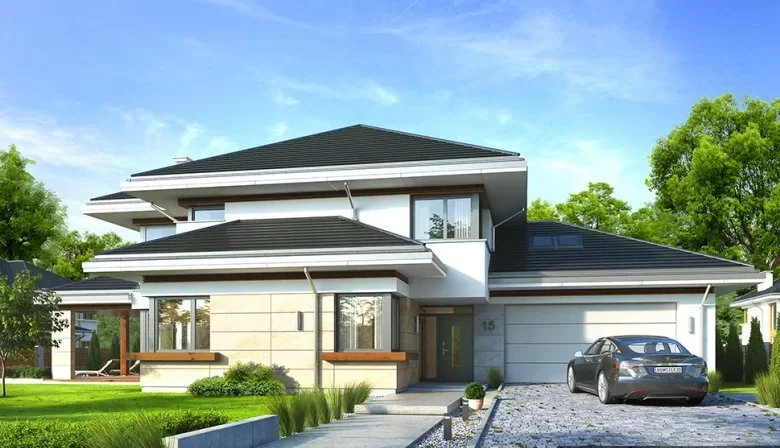 Mẫu 9 - Mặt tiền nhà 2 tầng mái Nhật đẹp