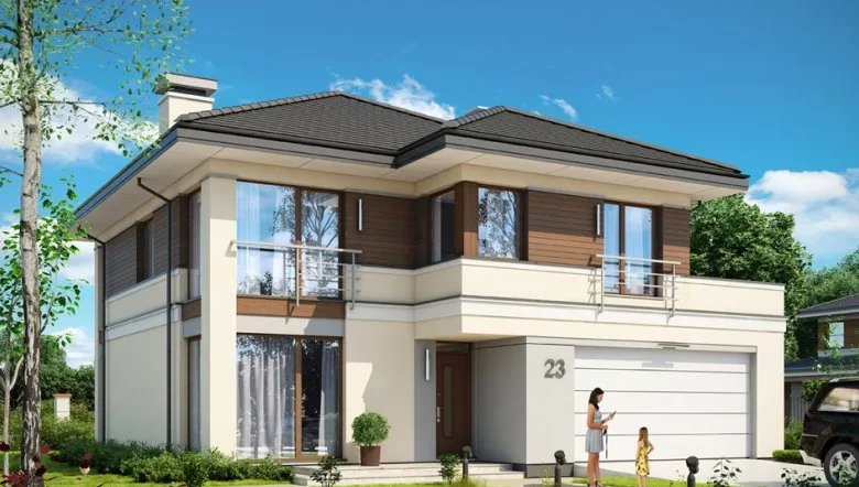 Mẫu 5 - Mặt tiền nhà 2 tầng hiện đại thiết kế mái Nhật