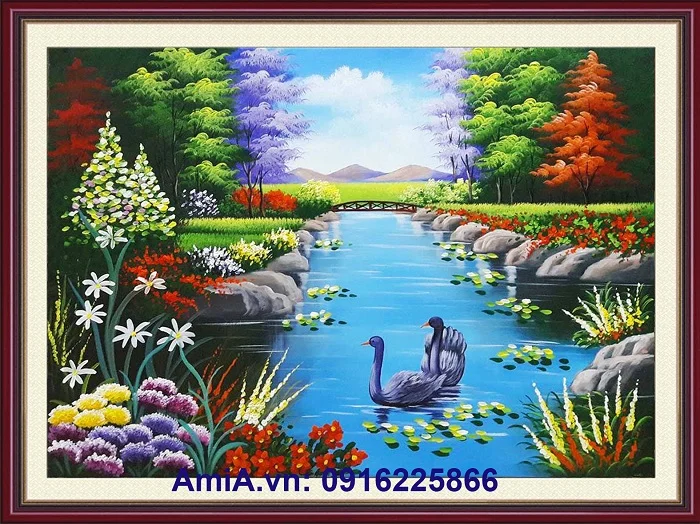 Tranh vẽ phong cảnh thiên nhiên sơn thủy hữu tình