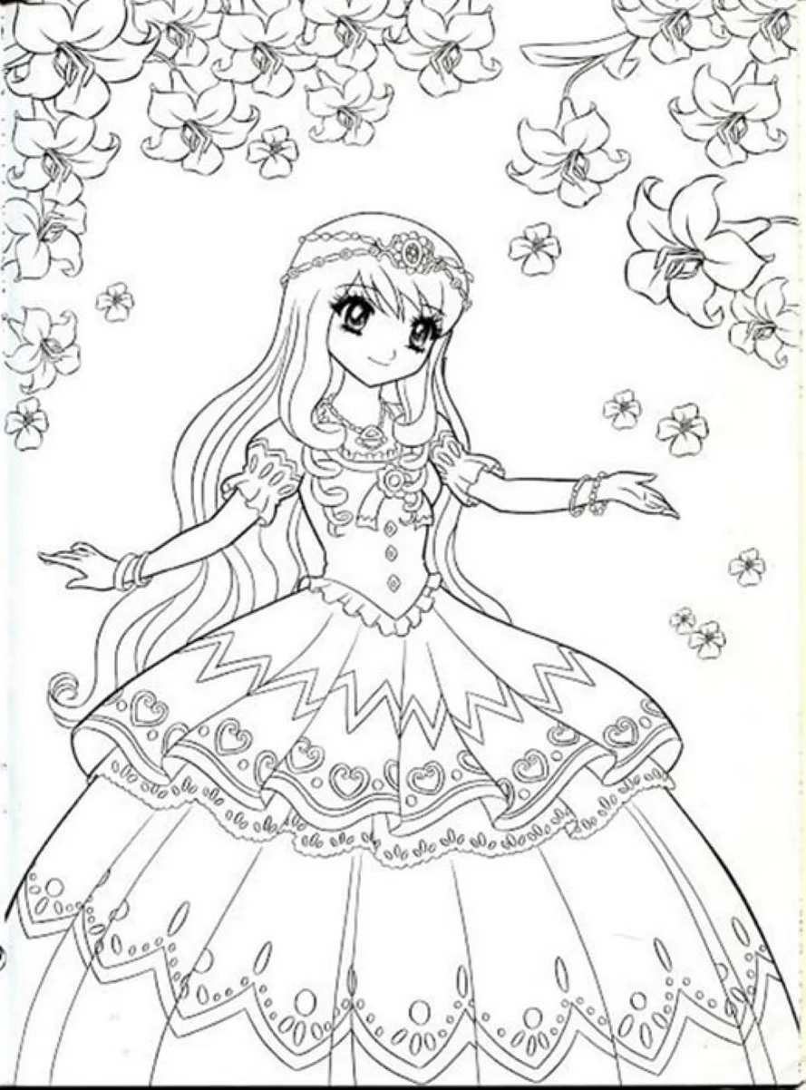 Tranh tô màu công chúa anime số 4