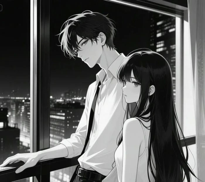 ảnh anime trắng đen phong cách