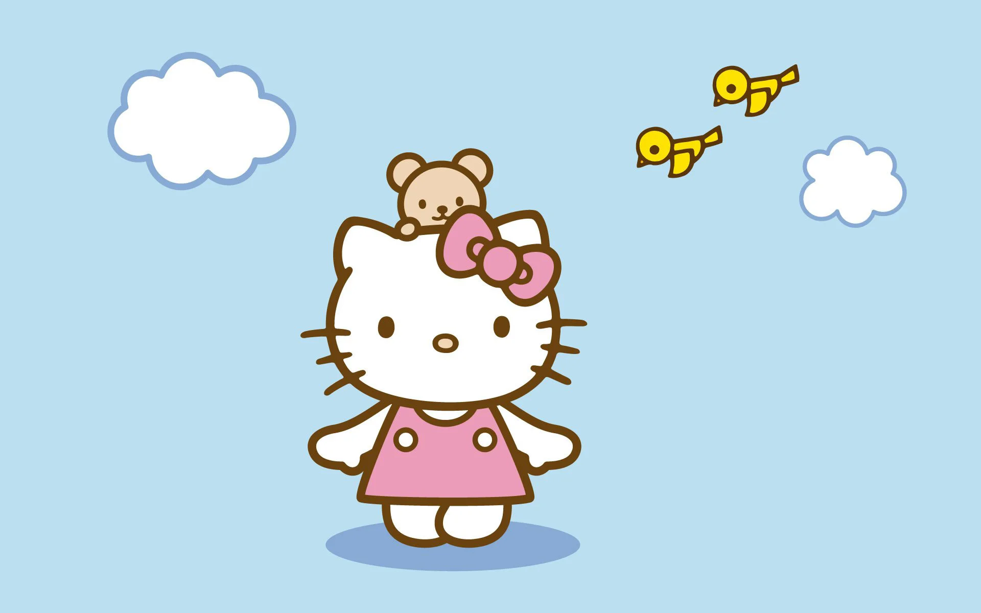 Hình nền Hello Kitty trên bầu trời xanh