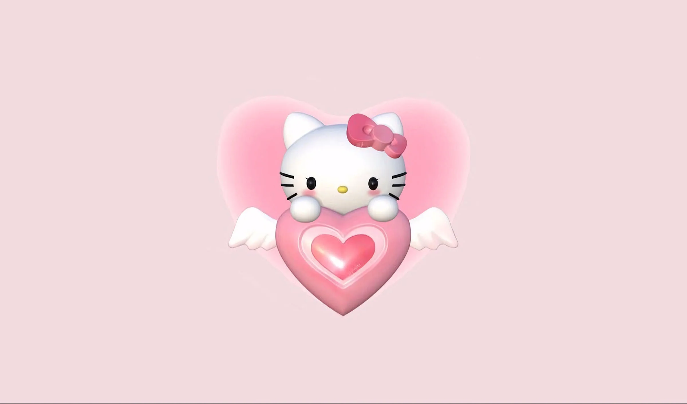 Hình nền Hello Kitty trái tim có cánh