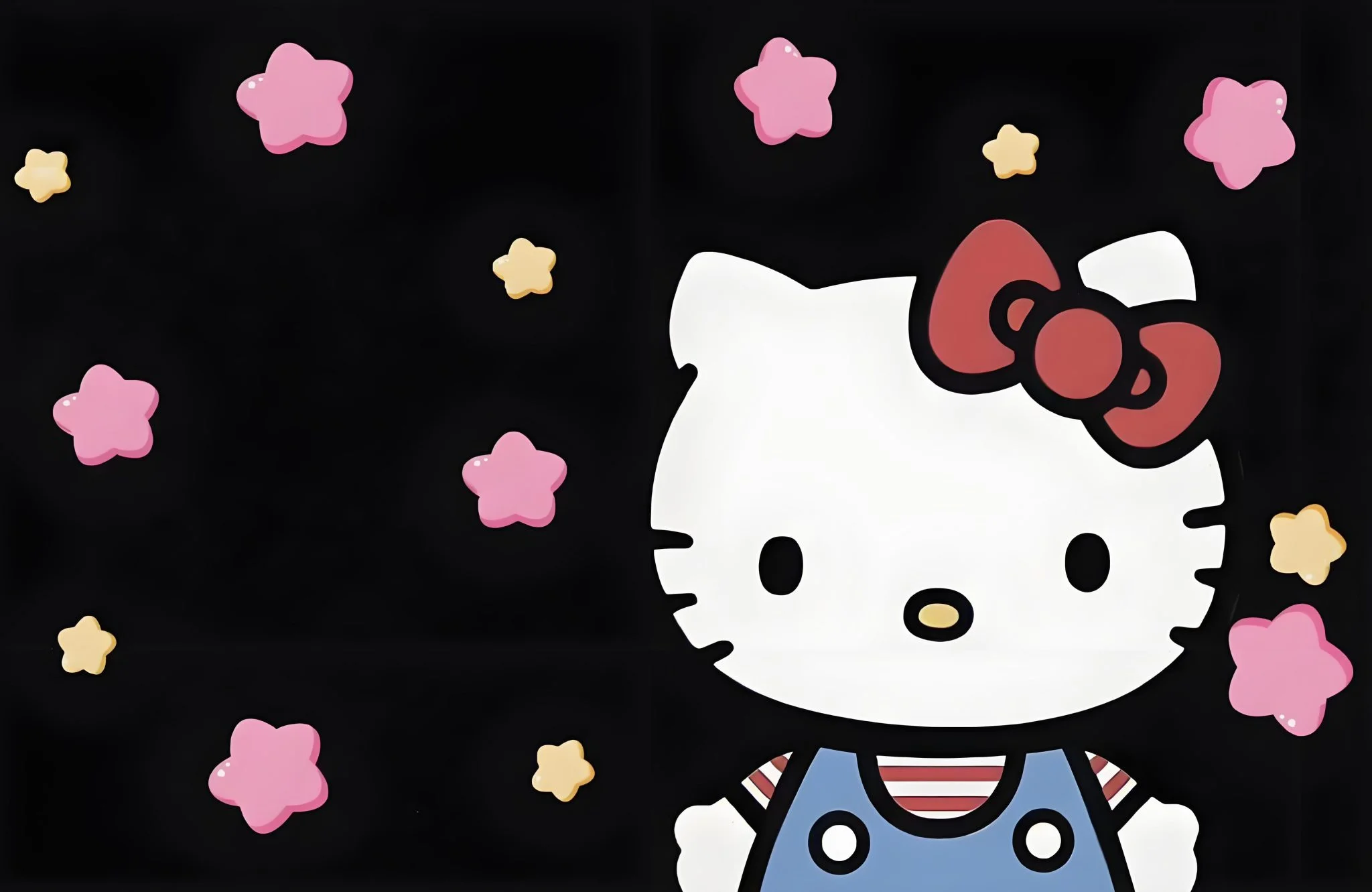 Hình nền Hello Kitty với hoa trên nền đen