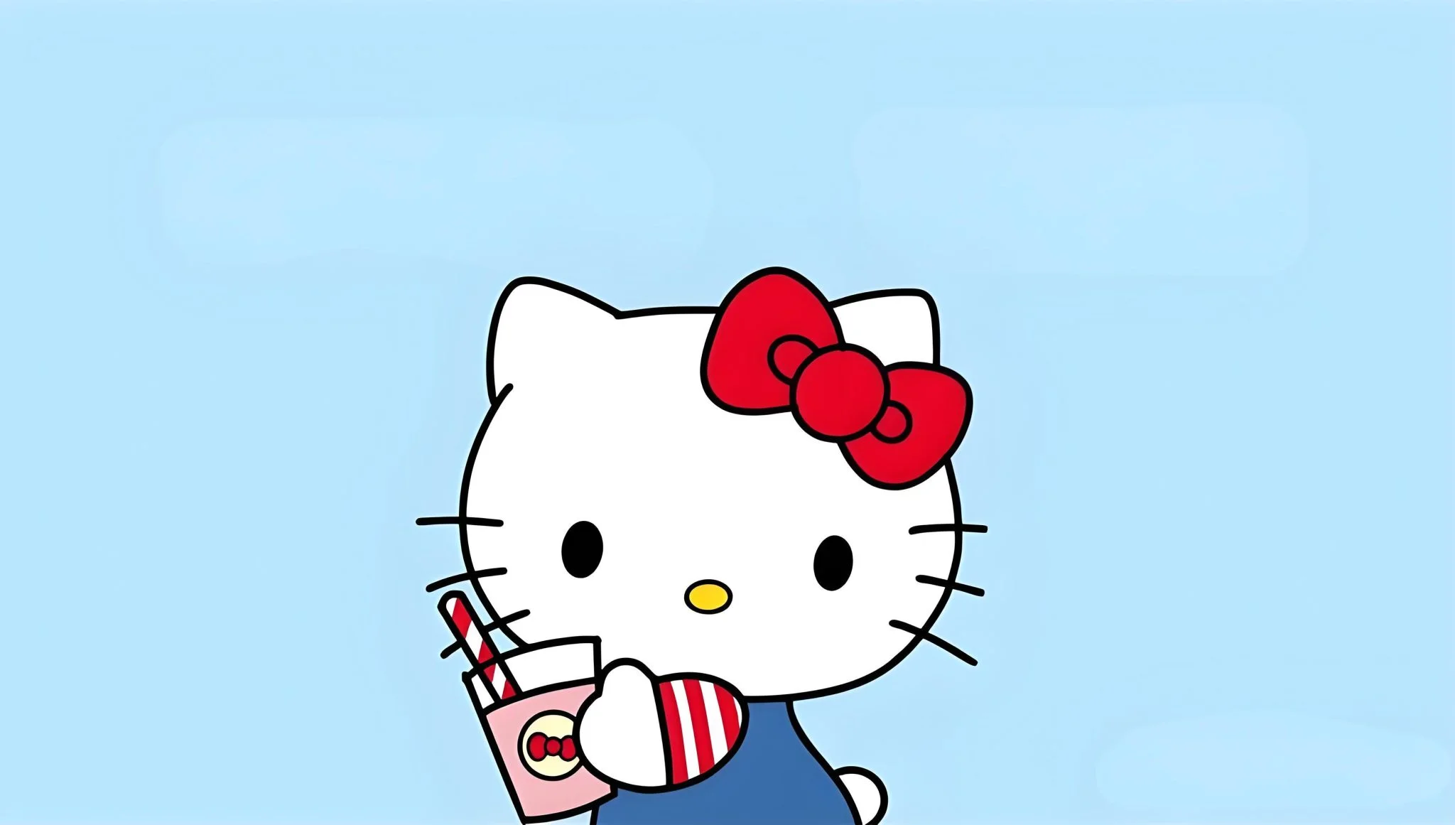 Hình nền Hello Kitty uống nước cute
