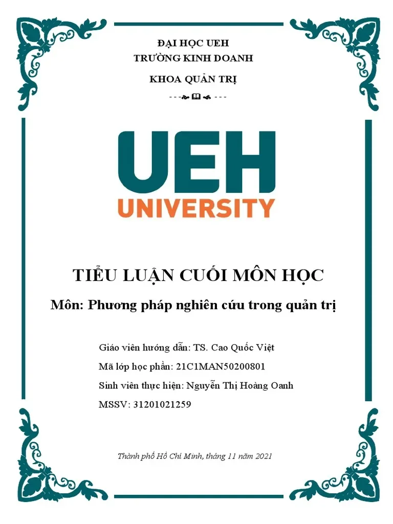 Tiểu luận cá nhân cuối môn học | PDF