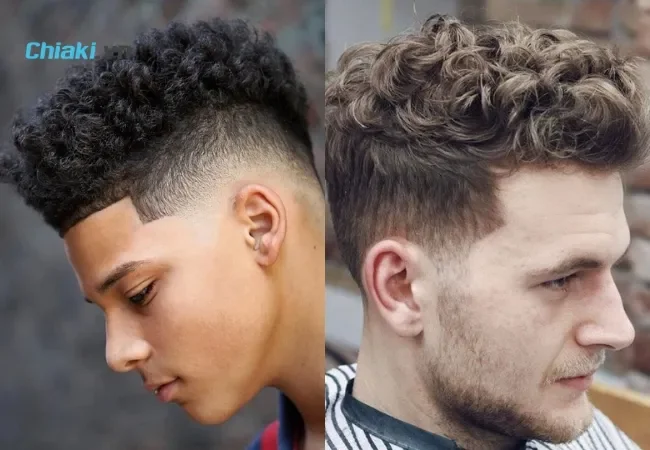 Cắt tóc nam ngắn đẹp Curly Flat