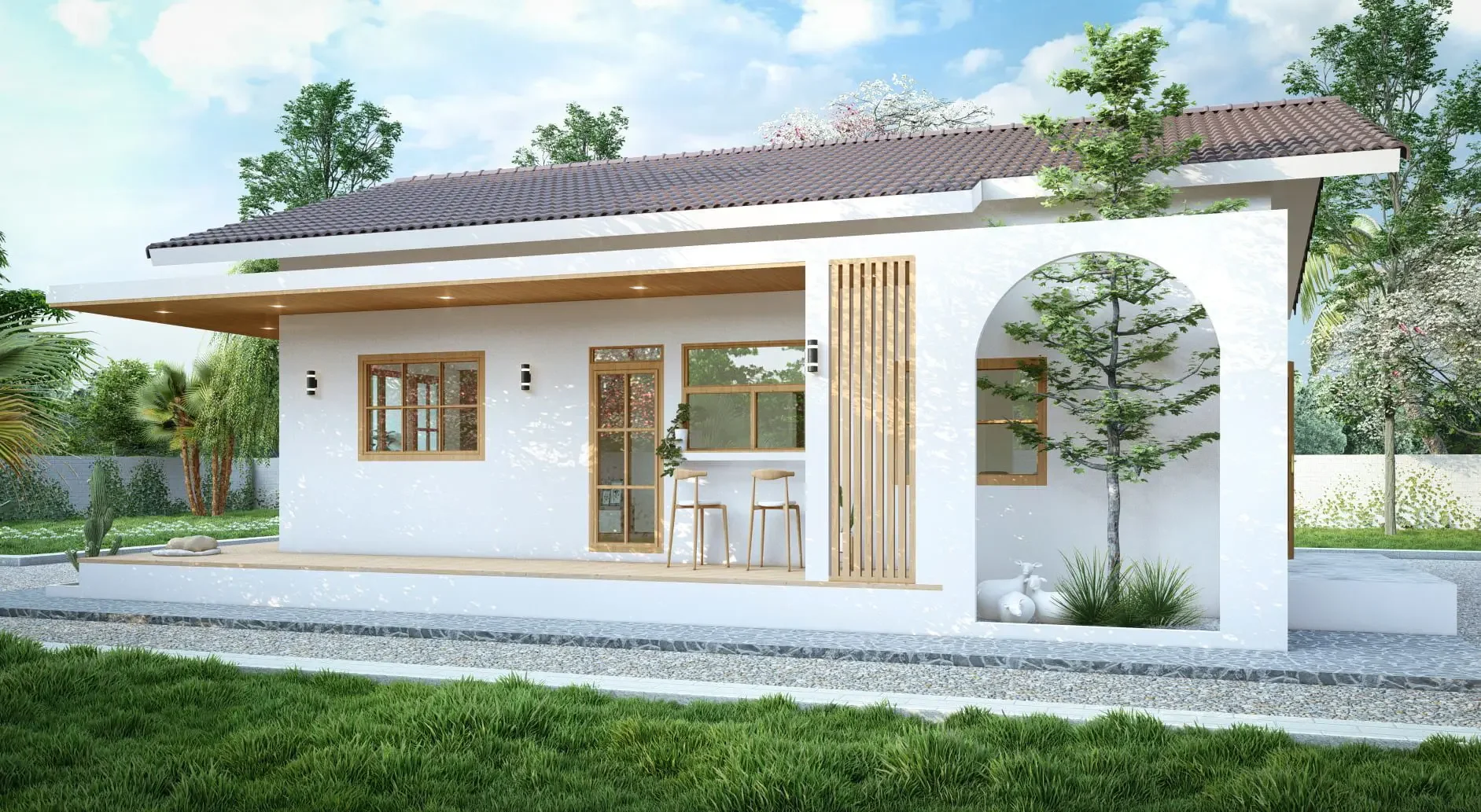 Thiết kế nhà vườn cấp 4 nông thôn theo phong cách Nhật Bản