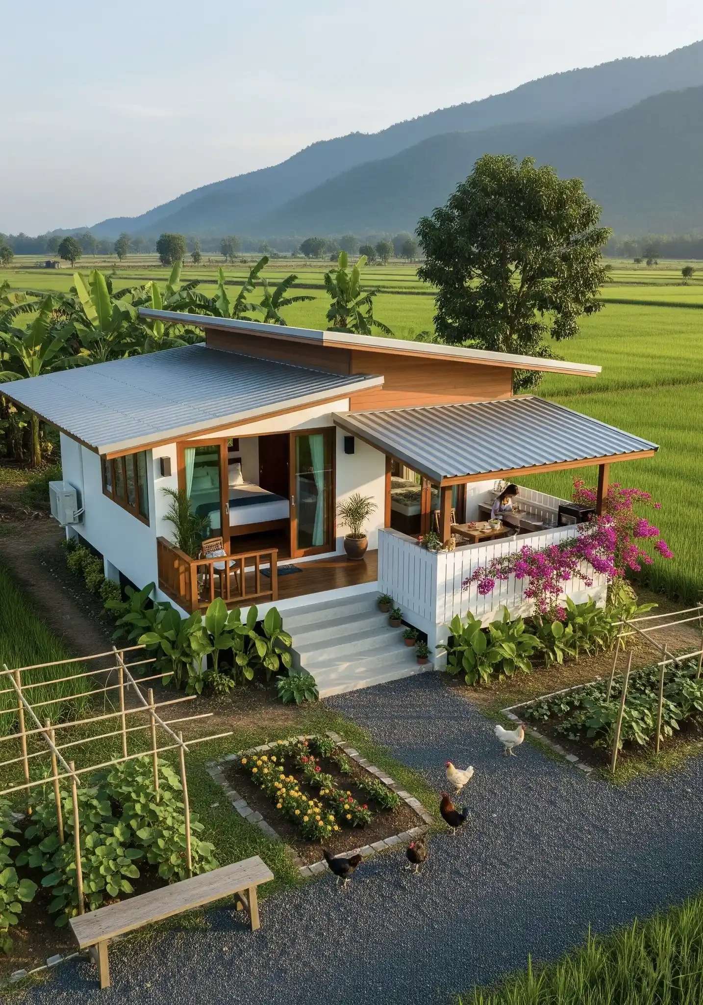 999+ Mẫu nhà vườn cấp 4 đẹp ở quê đáng mơ ước lúc về già | Nandesign (2)