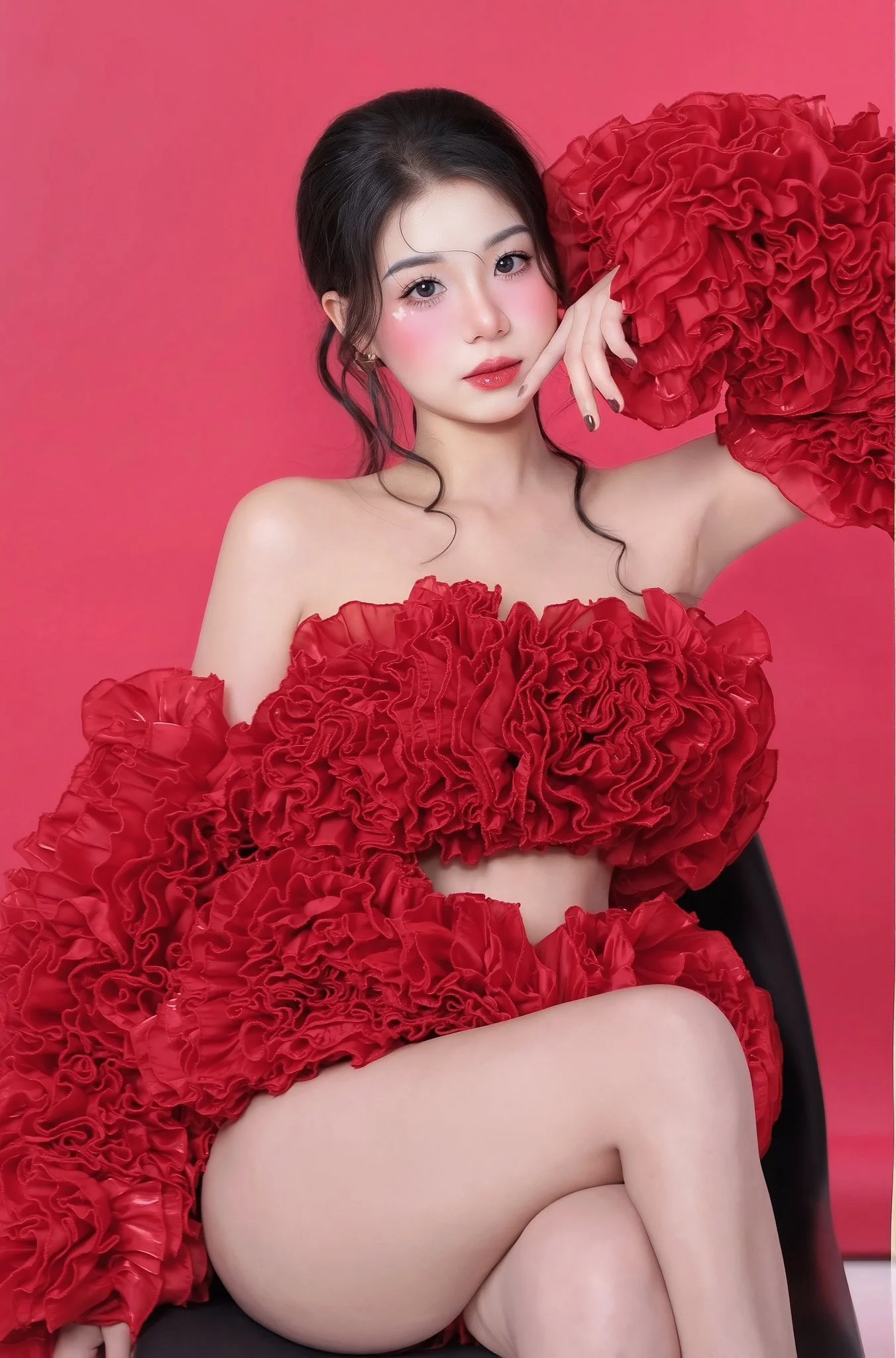 Trà Hạ Ly tung bộ ảnh váy đỏ "mướt mắt", fan đồng loạt đổ "rần rần" vì ngây ngất