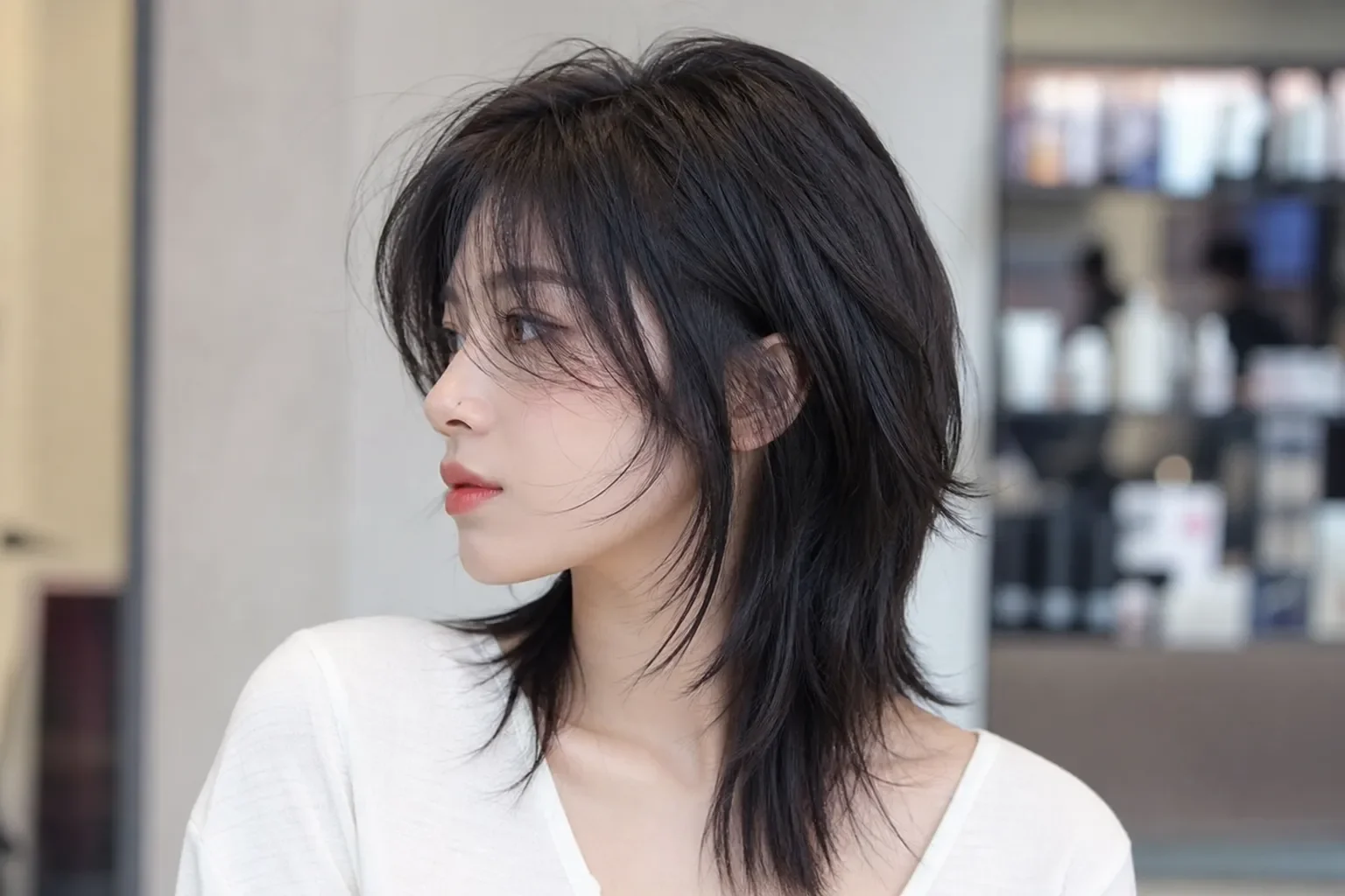 Kiểu tóc Textured Mullet tỉa nhiều điểm tạo độ rối có kiểm soát, nhiều lớp texture