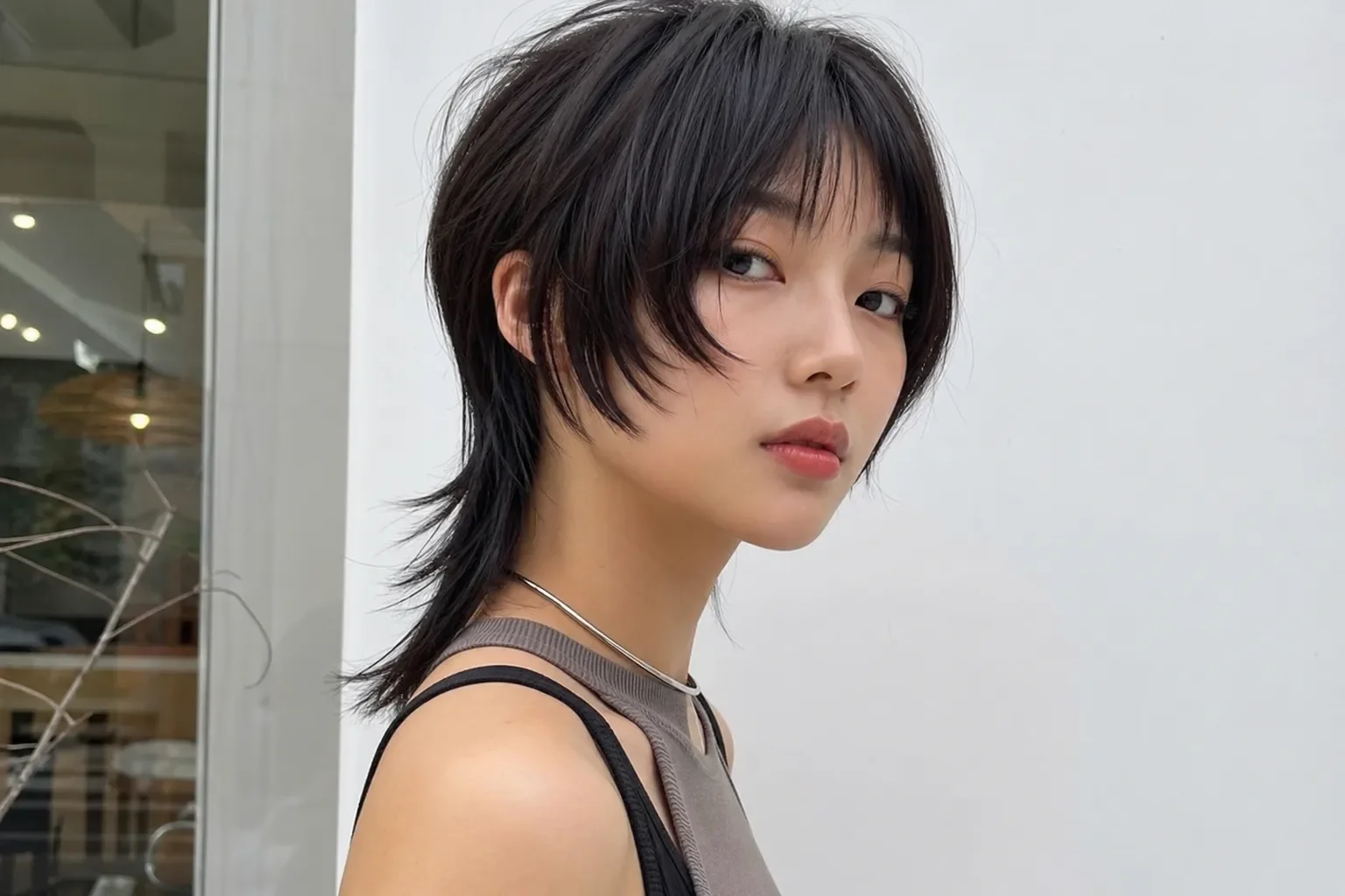 Kiểu tóc mullet ngắn (Short Mullet) với phần trước ngắn sát tai, gáy dài hơn tạo cá tính