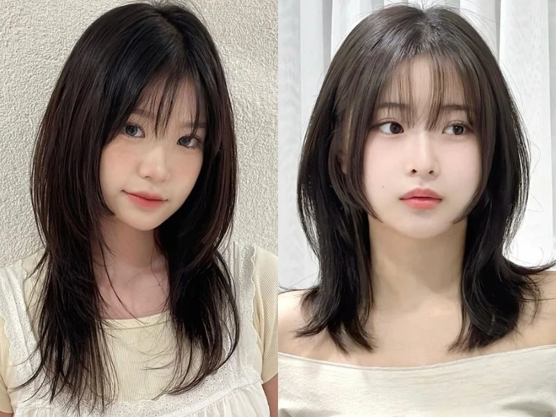 tóc mullet layer cho mặt tròn