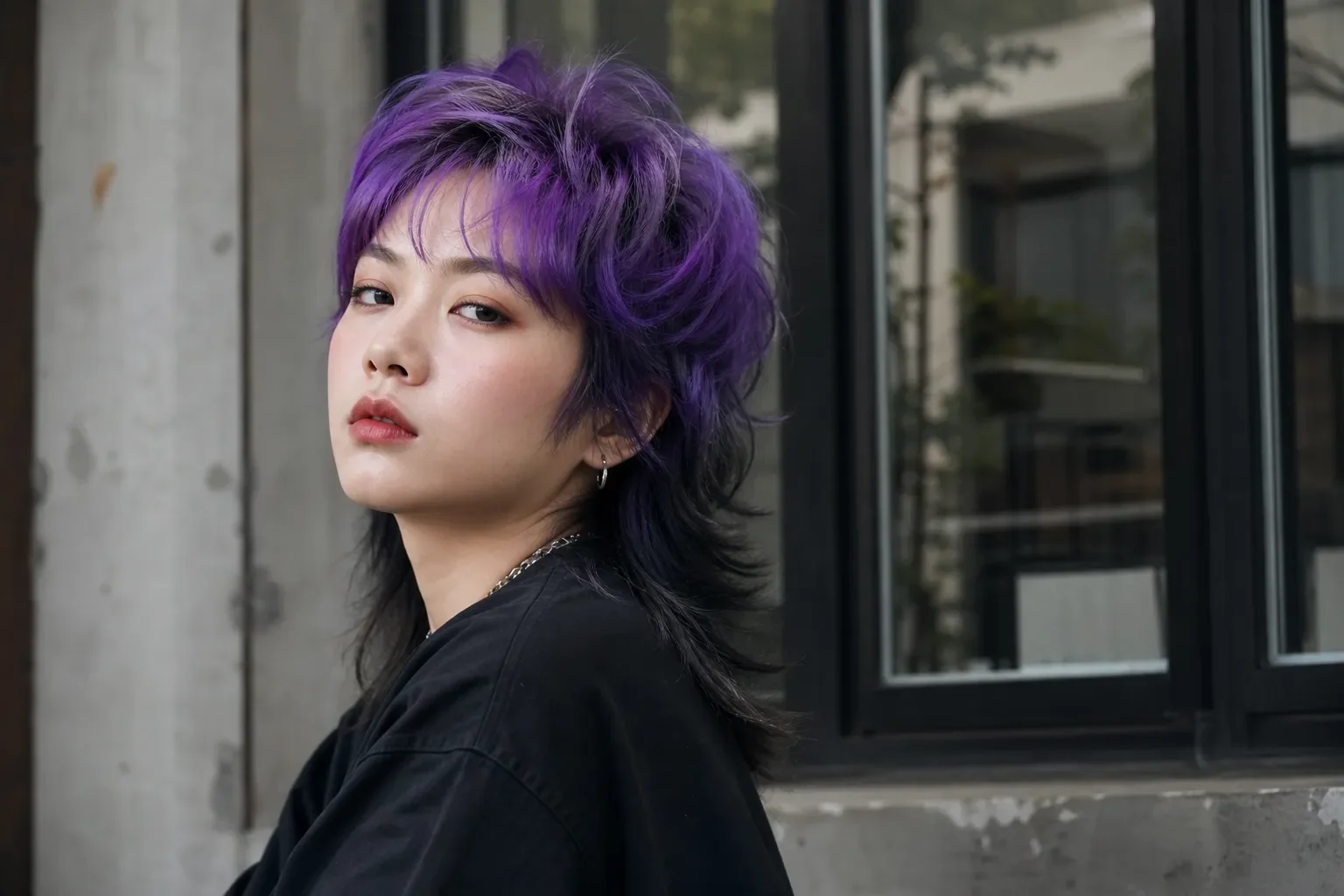 Kiểu tóc Rocker Mullet/Punk Mullet cá tính mạnh, thường đi kèm màu nhuộm nổi bật