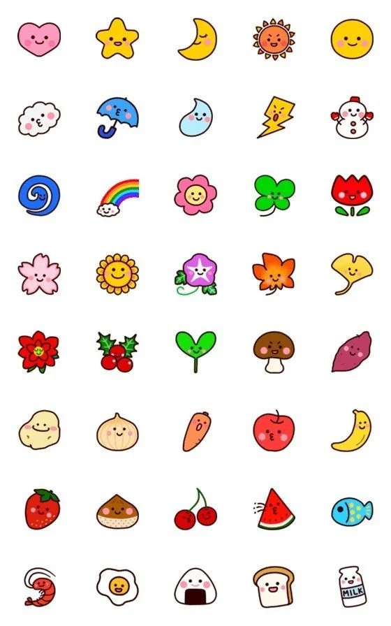 Bảng tổng hợp icon hình vẽ mini cute đầy màu sắc