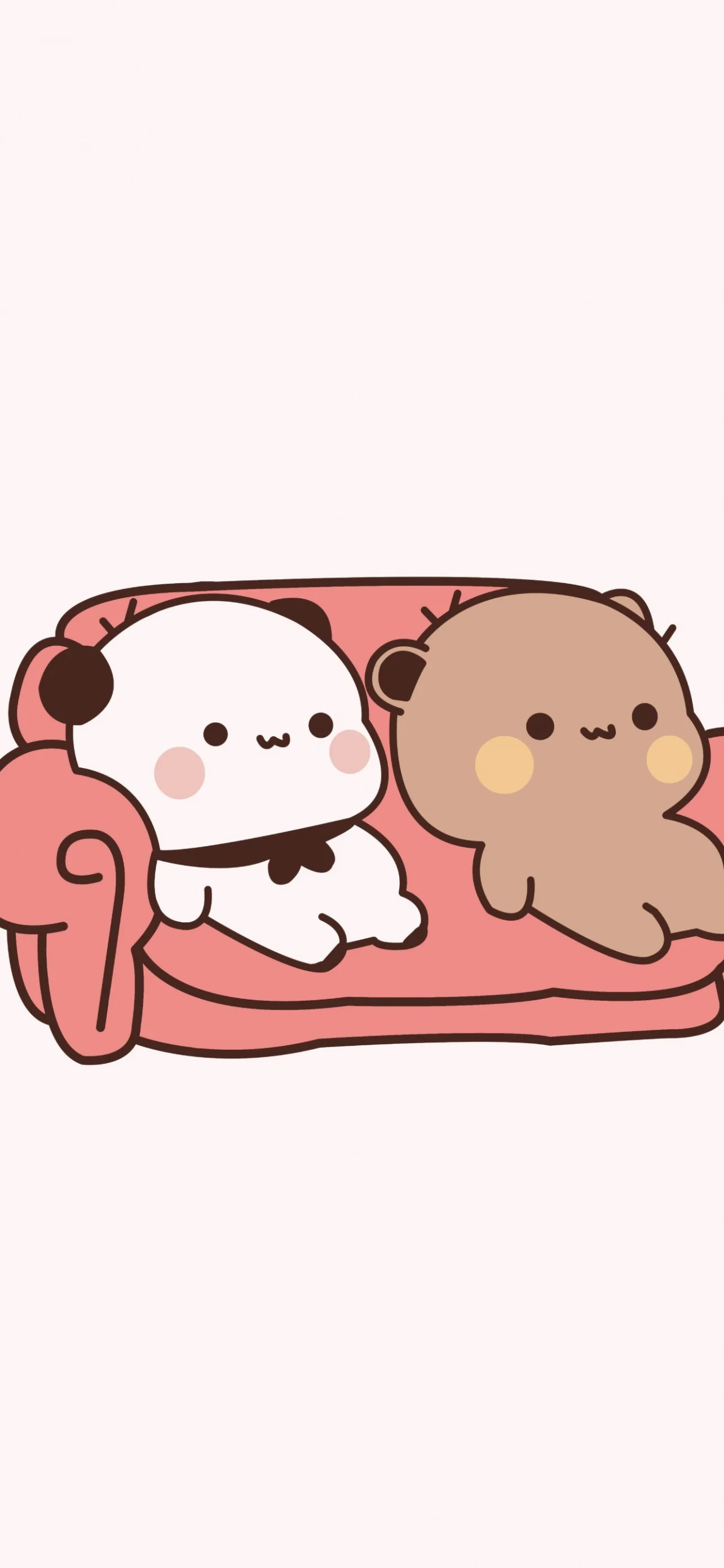 hình vẽ mini cute của hai chú gấu ngồi trên ghế sofa