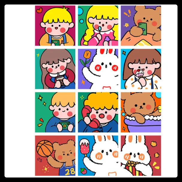 Bộ sưu tập hình vẽ mini cute với các nhân vật hoạt hình dễ thương