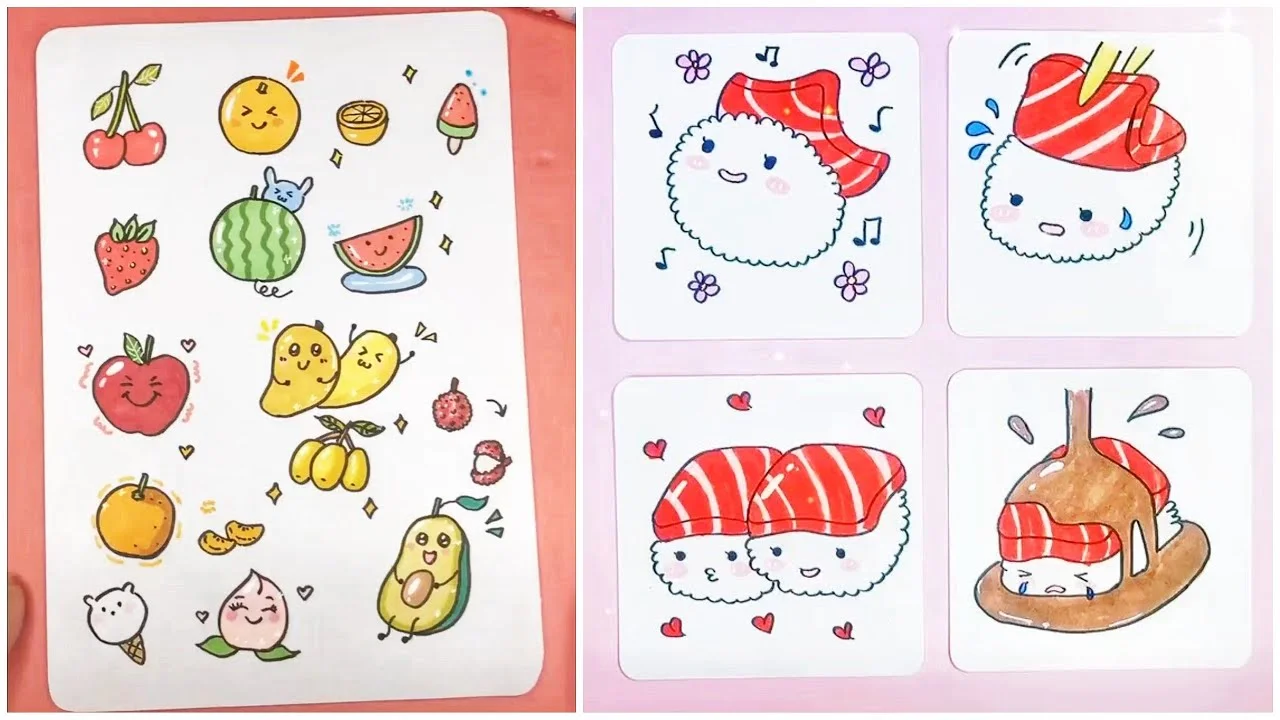 Hình vẽ mini cute các món ăn Nhật Bản