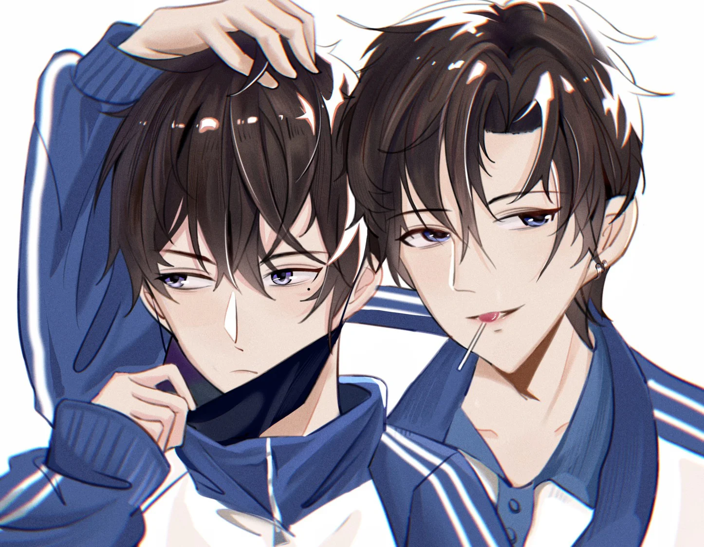 Hai nam sinh anime trong bộ đồ thể thao đam mỹ