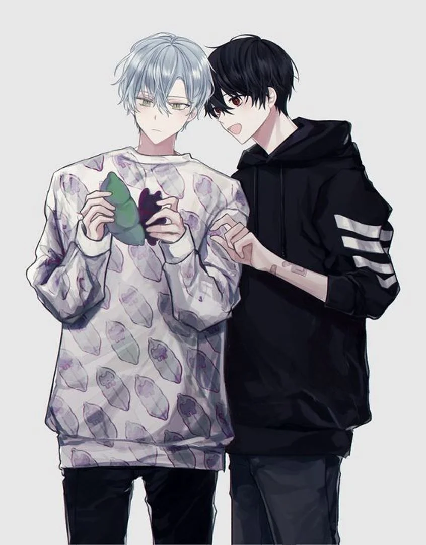 Hai chàng trai phong cách anime đam mỹ đứng cạnh nhau