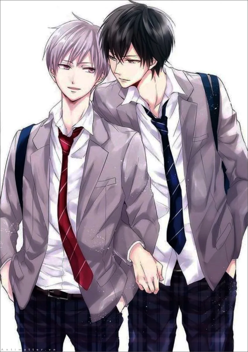 Hình ảnh anime đam mỹ học đường với hai nam sinh đẹp trai.