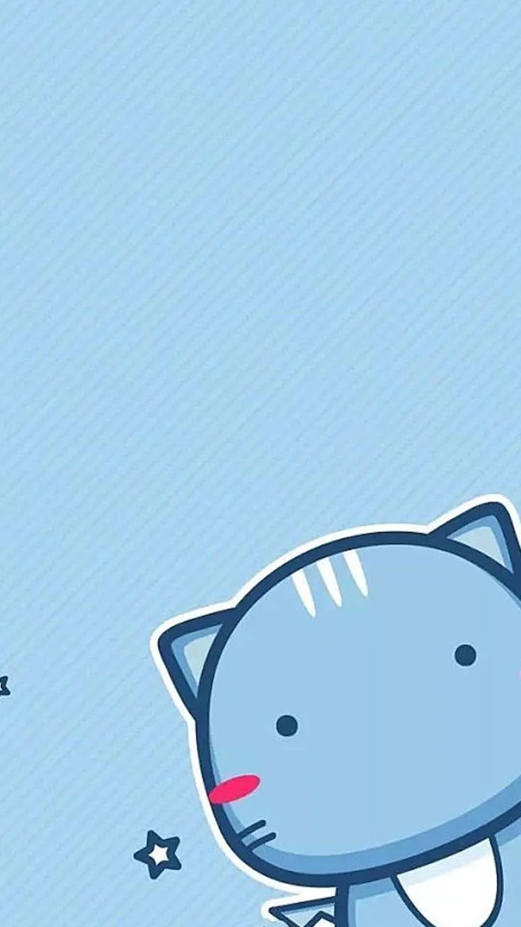 hình nền điện thoại cute với chú mèo hoạt hình màu xanh dương