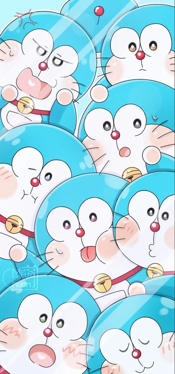 Hình nền điện thoại cute tổng hợp nhiều biểu cảm Doremon