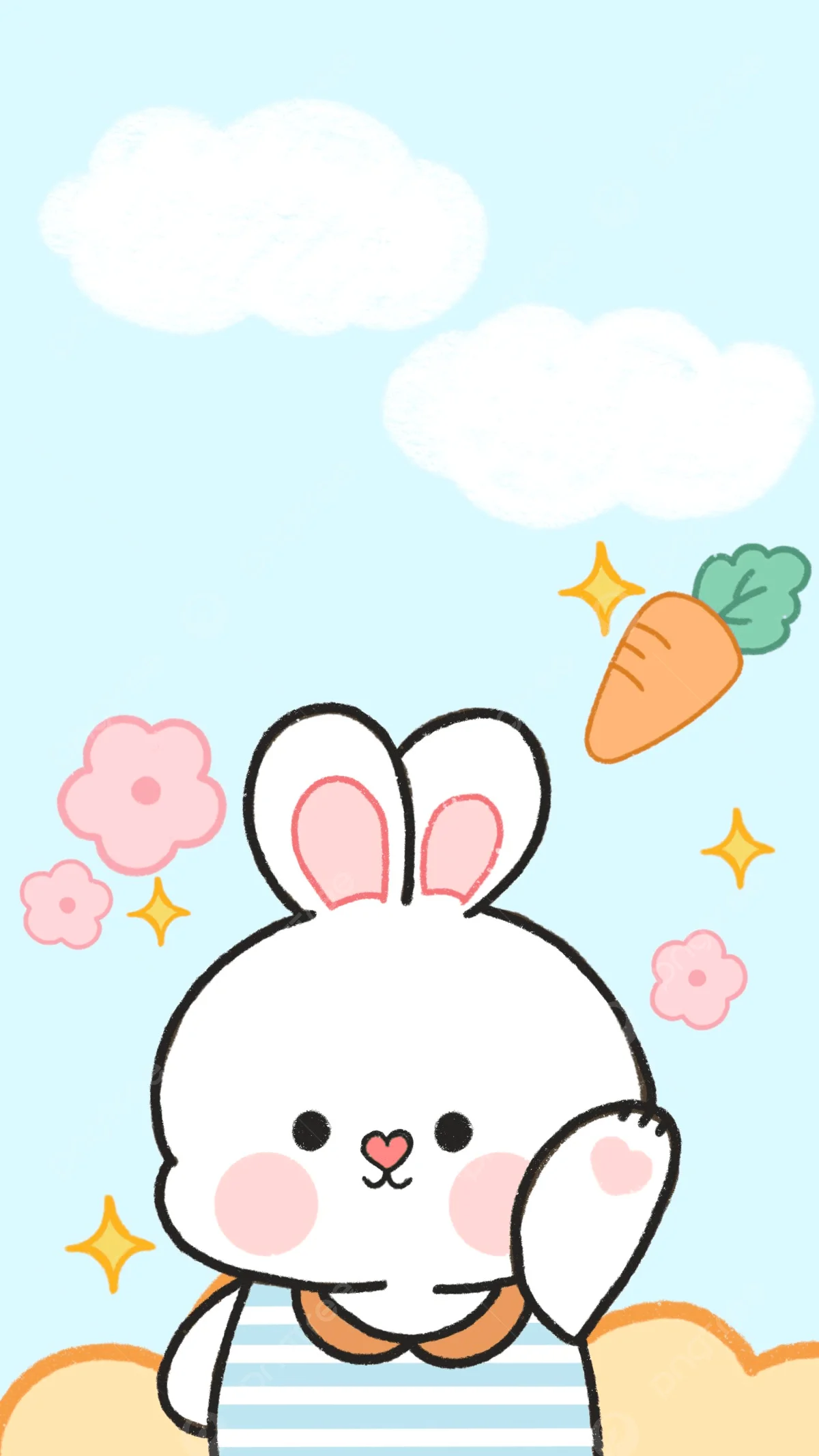 Hình nền điện thoại cute với chú thỏ trắng hoạt hình dễ thương
