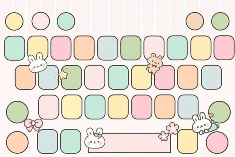 hình nền bàn phím đẹp cute với tông màu pastel và họa tiết động vật dễ thương