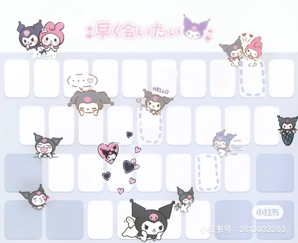 hình nền bàn phím đẹp cute với nhân vật Kuromi và My Melody phong cách hoạt hình dễ thương